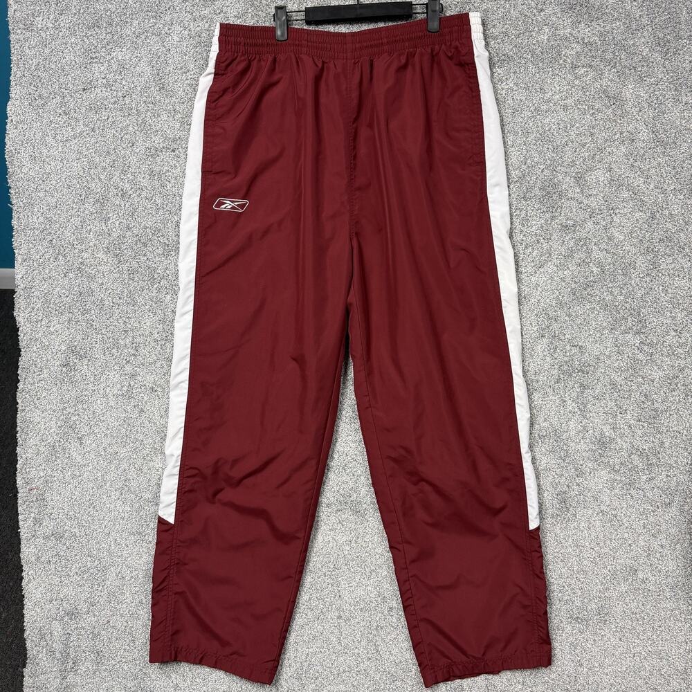 Vintage Y2K Reebok Track Pants XL 37x31 Lined Side Stripe Zip Ankle Athletic